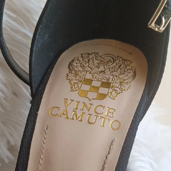 Vince Camuto Black Square Heels with Ankle Strap - Picture 3 of 12